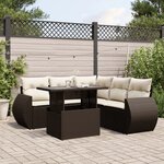 vidaXL Salon de jardin avec coussins 6 Pièces marron résine tressée