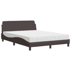 vidaXL Lit avec matelas Dover marron foncé 140x190 cm tissu