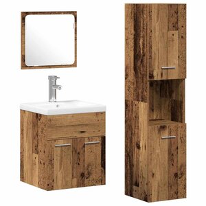 vidaXL Ensemble de mobilier de salle de bain 3 Pièces Bois Ancien