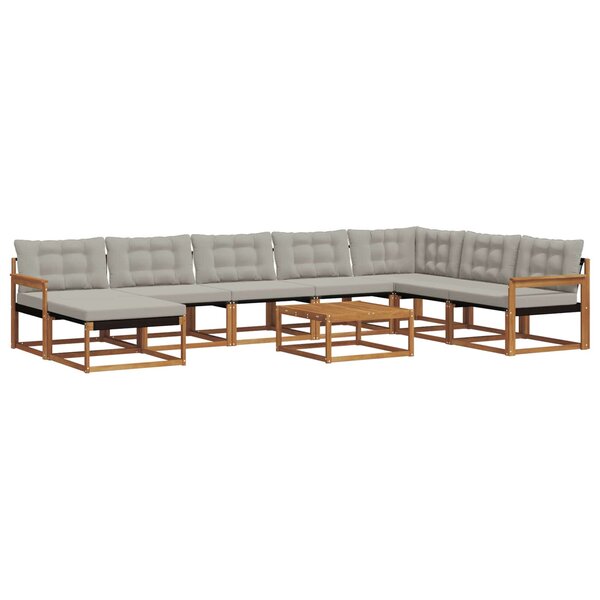 vidaXL Ensemble de canapés d'extérieur 9 Pièces Gris Naturel et Clair