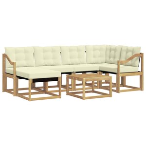 vidaXL Ensemble de canapés d'extérieur 7 pc Blanc et crème