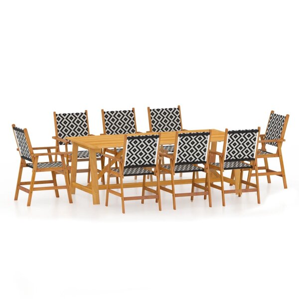 vidaXL Ensemble à manger de jardin 9 Pièces Bois d'acacia solide