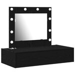 vidaXL Table de maquillage murale avec lumières LED en chêne noir