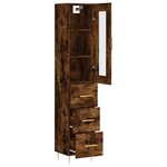 vidaXL Buffet haut Chêne fumé 34 5x34x180 cm Bois d'ingénierie