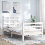 vidaXL Cadre de lit avec tête de lit blanc simple bois massif