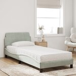 vidaXL Lit avec matelas Dover gris clair 90x200 cm velours