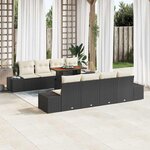 vidaXL Ensemble de salle à manger pour jardin 9 Pièces Noir  Crème