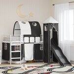 vidaXL Lit mezzanine pour enfants Blanc et Noir 74 5 x 190 cm Métал