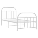 vidaXL Cadre de lit métal sans matelas avec pied de lit blanc 90x190cm