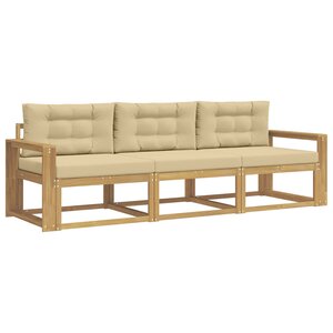 vidaXL Ensemble de canapés d'extérieur 3 pc Blanc et Beige Polyester