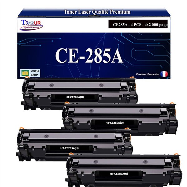 T3AZUR -4x Toners compatibles avec HP CE285A (85A) pour HP LaserJet M1132 MFP  M1214NFH  M1217NFW  P1102  P1102W