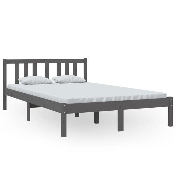 vidaXL Cadre de lit Gris Bois massif 120x200 cm
