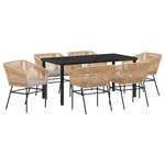 vidaXL Ensemble de salle à manger pour jardin 7 Pièces Marron Poly rotin