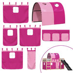 vidaXL Lit superposé avec toboggan et rideaux rose 90x190 cm