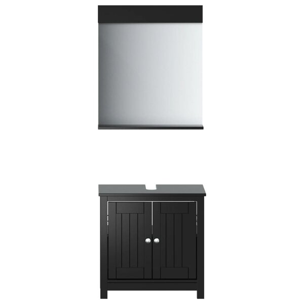 vidaXL Meubles de salle de bain 2 Pièces BERG noir bois de pin massif