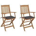 vidaXL Chaises pliables de jardin lot de 2 avec coussins Bois d'acacia