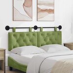 vidaXL Tête de lit suspendue Avec lumière LED Vert clair Velours