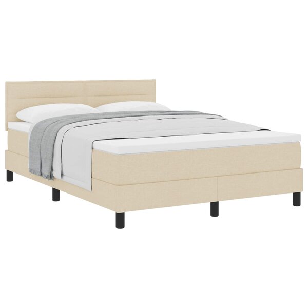 vidaXL Lit à ressorts avec coussin Crème 140 x 190 cm tissu