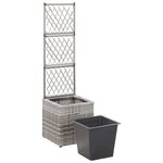 vidaXL Lit surélevé en treillis 1 pot 30x30x107 cm Résine tressée Gris