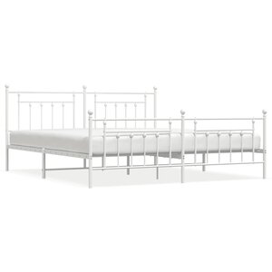 vidaXL Cadre de lit métal sans matelas et pied de lit blanc 200x200 cm