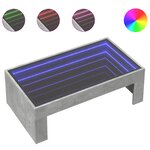 vidaXL Table basse avec LED infini gris béton 90x50x30 cm