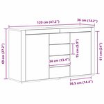 Buffet vidaXL Gris béton Bois d'ingénierie 120 x 36 x 69 cm Rangement