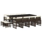 vidaXL Ensemble à manger de jardin avec coussins 13 Pièces marron rotin