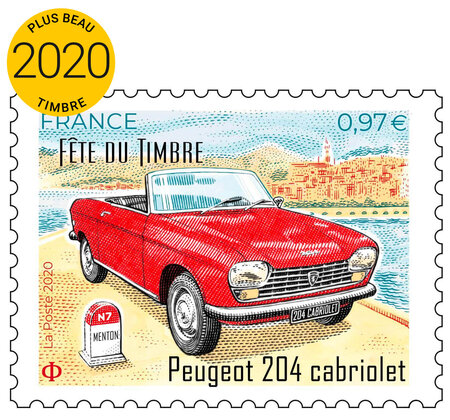Timbre - Fête du timbre - Peugeot 204 Cabriolet - Lettre verte