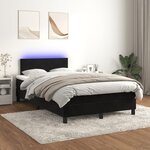vidaXL Sommier à lattes de lit et matelas LED noir 120x190 cm velours