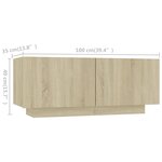 vidaXL Meuble TV avec lumières LED Chêne sonoma 180x35x40 cm