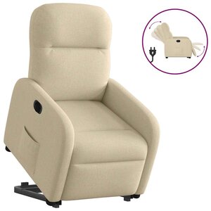 vidaXL Fauteuil inclinable électrique crème tissu