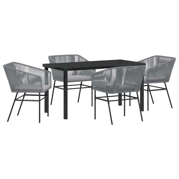 vidaXL Ensemble de salle à manger pour jardin 5 Pièces Gris Poly rotin