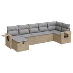 vidaXL Salon de jardin avec coussins 7 Pièces beige résine tressée