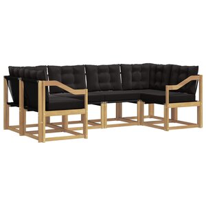 vidaXL Ensemble de canapés d'extérieur 6 Pièces Blanc et noir