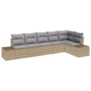 vidaXL Ensemble de Canapés de Jardin 6 Pièces avec Coussins Beige en Rotin Synthétique