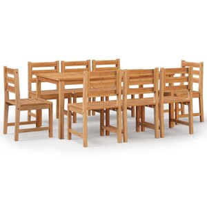 vidaXL Ensemble à manger de jardin 9 Pièces Bois de teck solide