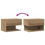 vidaXL Table de chevet murale chêne artisanal
