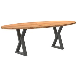 vidaXL Table à manger marron clair bois de chêne massif ovale