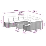 vidaXL Ensemble de canapé de jardin avec coussin 9 Pièces Noir Poly rotin