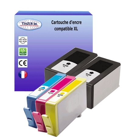 5 Cartouches compatibles avec HP OfficeJet 6000, 6500, 6500 E709 remplace HP 920XL  (Noire+Couleur)- T3AZUR