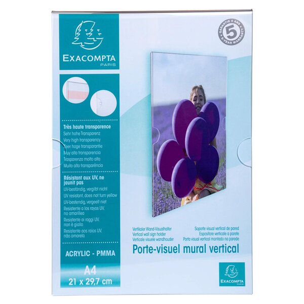 Porte-visuel Mural Vertical A4 - Cristal - X 10 - Exacompta