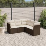 vidaXL Salon de jardin avec coussins 5 Pièces marron résine tressée