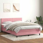 vidaXL Sommier à lattes de lit avec matelas rose 160x220 cm velours