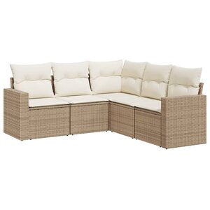 vidaXL Salon de jardin avec coussins 5 Pièces beige résine tressée