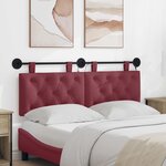 vidaXL Tête de lit suspendue Avec lumière LED Bordeaux Tissu