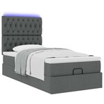 vidaXL Lit ottoman avec matelas et LED gris foncé 90x200 cm tissu