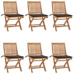 vidaXL Chaises pliables de jardin avec coussins lot de 6 Bois de teck