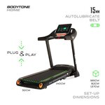 BODYTONE Tapis de course pliable DT-22W, 22 km/h, Ecran tactie avec acces internet ( Netflix, Instagram, Facebook) 5 CV, 18 niveaux