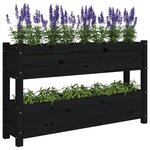 vidaXL Jardinière Noir 112x25x66 cm Bois massif de pin