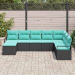 vidaXL Ensemble de canapé de jardin 8 Pièces Noir Poly rotin